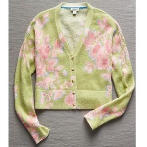 Sundance Pastel Green and Pink Floral Cardigan